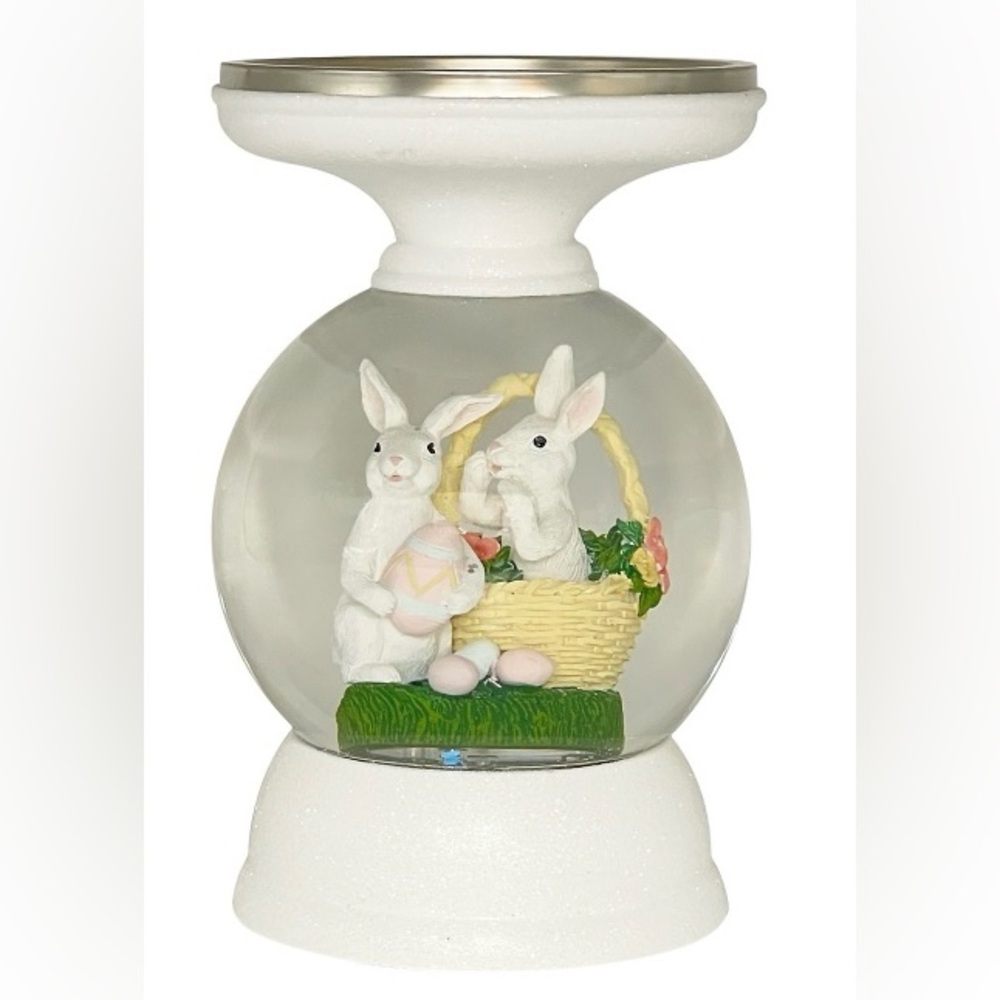 🆕🐰 LIMITED EDITION EASTER/SPRING SHIMMER WATER GLOBE CANDLE HOLDER. BRAND NEW! - Picture 5 of 10